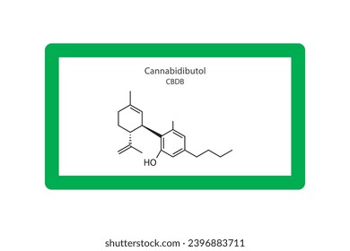 CBDB - Cannabidibutol molecular skeletal structure. Cannabinoid chemical structure vector illustration on green background.