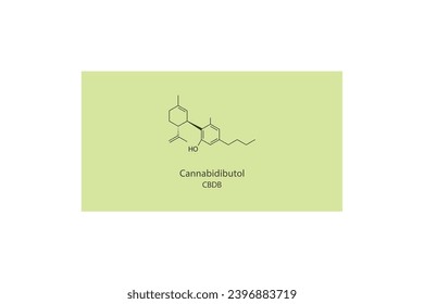 CBDB - Cannabidibutol molecular skeletal structure. Cannabinoid chemical structure vector illustration on green background.