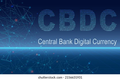 CBDC Central Bank Digital Currency banner for business technology, financial, blockchain, exchange, money and digital asset. Futuristic vector landing page concept background.