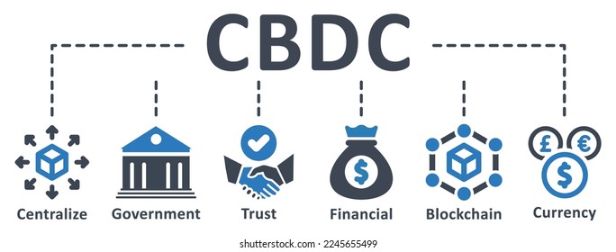 CBDC icon - vector illustration . cbdc, central, bank, digital, currency, centralize, government, trust, financial, blockchain, big data, infographic, template, concept, banner, icon set, icons .