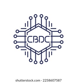 CBDC line icon, central bank digital currency