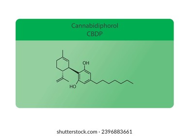 CBDP - Cannabidiphorol molecular skeletal structure. Cannabinoid chemical structure vector illustration on green background.