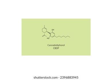 CBDP - Estructura esquelética molecular de canabidiphorol. Ilustración vectorial de la estructura química del cannabis sobre fondo verde.
