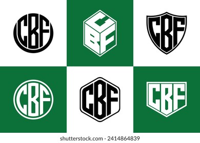 CBF letra inicial del icono de forma geométrica vector de diseño del logotipo. monograma, membrete, círculo, polígono, escudo, símbolo, emblema, elegante, abstracto, marca de palabras, signo, arte, tipografía, icono, geométrico, forma