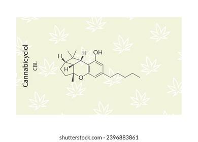 CBL - Cannabicyclol molecular skeletal structure. Cannabinoid chemical structure vector illustration on green background.