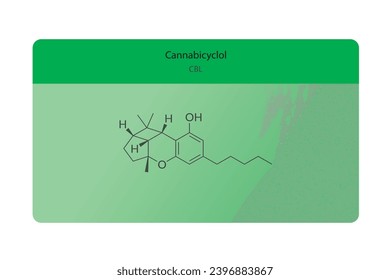 CBL - Estructura esquelética molecular de cannabis-ciclol. Ilustración vectorial de la estructura química del cannabis sobre fondo verde.