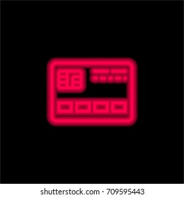 Cblueit card red glowing neon ui ux icon. Glowing sign logo vector