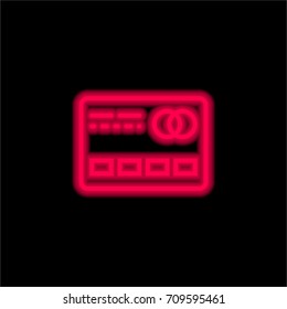 Cblueit card red glowing neon ui ux icon. Glowing sign logo vector