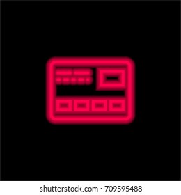 Cblueit card red glowing neon ui ux icon. Glowing sign logo vector