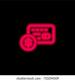 Cblueit card red glowing neon ui ux icon. Glowing sign logo vector