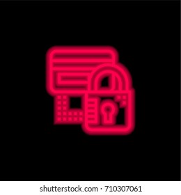 Cblueit card red glowing neon ui ux icon. Glowing sign logo vector