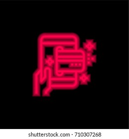 Cblueit card red glowing neon ui ux icon. Glowing sign logo vector