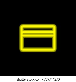 Cblueit card yellow glowing neon ui ux icon. Glowing sign logo vector