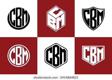 CBM initial letter geometric shape icon logo design vector. monogram, lettermark, circle, polygon, shield, symbol, emblem, elegant, abstract, wordmark, sign, art, typography, icon, geometric, shape