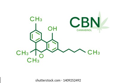CBN-Molekülformel. Struktur des Cannabinolmoleküls auf weißem Hintergrund.