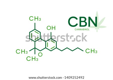 CBN molecular formula. Cannabinol molecule structure on white background.