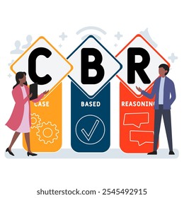 CBR - case based reasoning acronym. business concept background. vector illustration concept with keywords and icons. lettering illustration with icons for web banner, flyer, landing pag