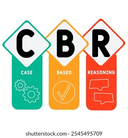 CBR - case based reasoning acronym. business concept background. vector illustration concept with keywords and icons. lettering illustration with icons for web banner, flyer, landing pag