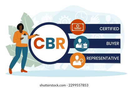 CBR, Certified Buyer Representative. Concept with keyword and icons. Flat vector illustration. Isolated on white.
