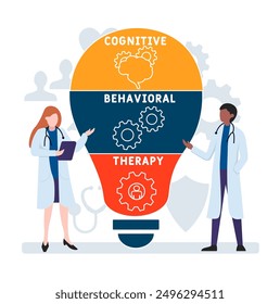CBT - cognitive behavioral therapy acronym. Medical concept background. vector illustration concept with keywords and icons. lettering illustration with icons for web banner, flyer, landing