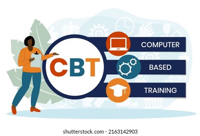 CBT - Computer Based Training acronym. business concept background. vector illustration concept with keywords and icons. lettering illustration with icons for web banner, flyer, landing page