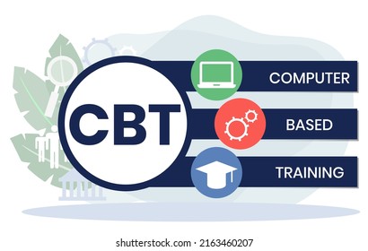 CBT - Computer Based Training acronym. business concept background. vector illustration concept with keywords and icons. lettering illustration with icons for web banner, flyer, landing page