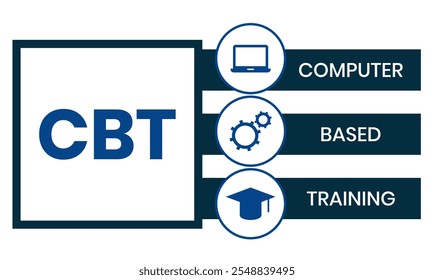CBT - Computer Based Training acronym. business concept background. vector illustration concept with keywords and icons. lettering illustration with icons for web banner, flyer, landing page