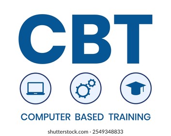 CBT - Computer Based Training acronym. business concept background. vector illustration concept with keywords and icons. lettering illustration with icons for web banner, flyer, landing page