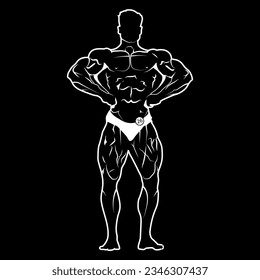 cbum lat pose bodybuilder vector silhouette with black background