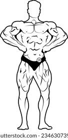 cbum lat pose detailing vector with white background