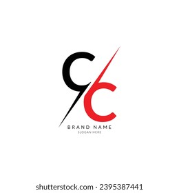 cc black red letter logo template art.