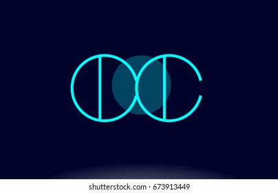 cc c c blue line circle letter logo alphabet creative company vector icon design template