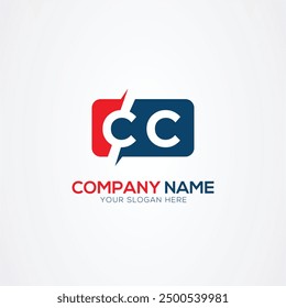 Elemento de diseño de logotipo de letras modernas creativas CC o C