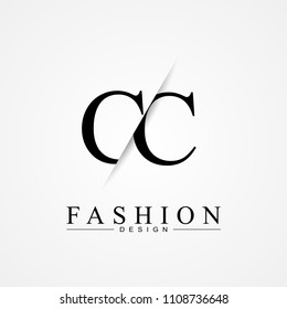 CC C C cutting and linked letter logo icon with paper cut in the middle. Creative monogram logo design. Fashion icon design template.