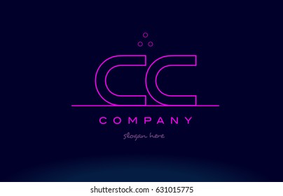 cc c c letter alphabet text pink purple dots contour line creative company logo vector icon design template
