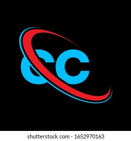 CC C C letter logo design. Initial letter CC linked circle upercase monogram logo red and blue. CC logo, C C design