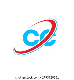 CC C C letter logo design. Initial letter CC linked circle uppercase monogram logo red and blue. CC logo, C C design. cc