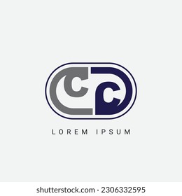 CC or C Letter Logo Design with a Creative Cut Letter Initial Logo Design
