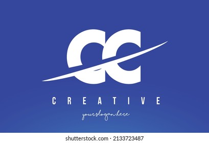 Carta CC C Diseño de logotipo moderno con corte de Swoosh del fondo blanco y amarillo medio.