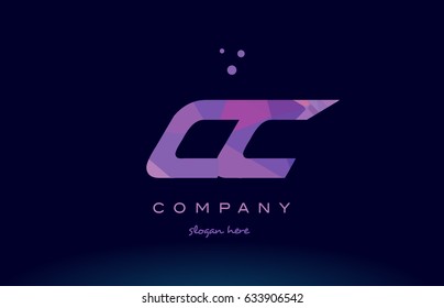 cc c c polygon polygonal letter alphabet text pink purple dots creative company logo vector icon design template