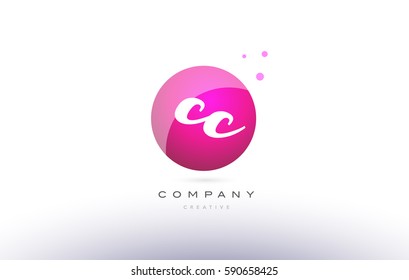 cc c c  sphere pink 3d alphabet company letter combination logo hand writting written design vector icon template 