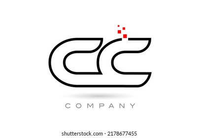 Diseño combinado de iconos de la letra del alfabeto conectada CC con puntos y color rojo. Plantilla creativa para empresas y empresas