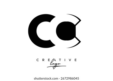 CC Creative Minimalist Negative Space Latter Logo with Modern Monogram for Branding and Business Lettermark Logo with Initial Letters Logo Design for Branding.