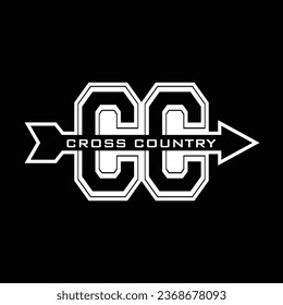 CC Cross country championships college team, t-shirt typographic design