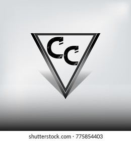 CC DARK TRIANGLE LOGO with Highlight,Shadow and a Beam of light in the Background