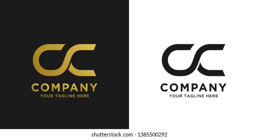 CC elegant logo template in gold color, vector file .eps 10, text and color is easy to edit