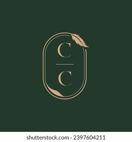 CC feather concept wedding monogram logo design ideas as inspiration