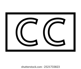 símbolo de vetor de ícone cc isolado no sinal de traçado branco
