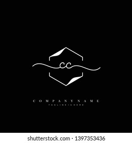 CC initial handwriting logo template vector