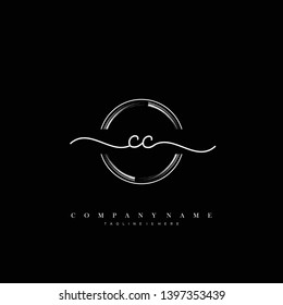 CC initial handwriting logo template vector